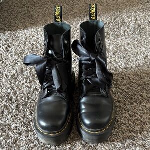 Dr. Martens Black Combat Boots with Satin Laces